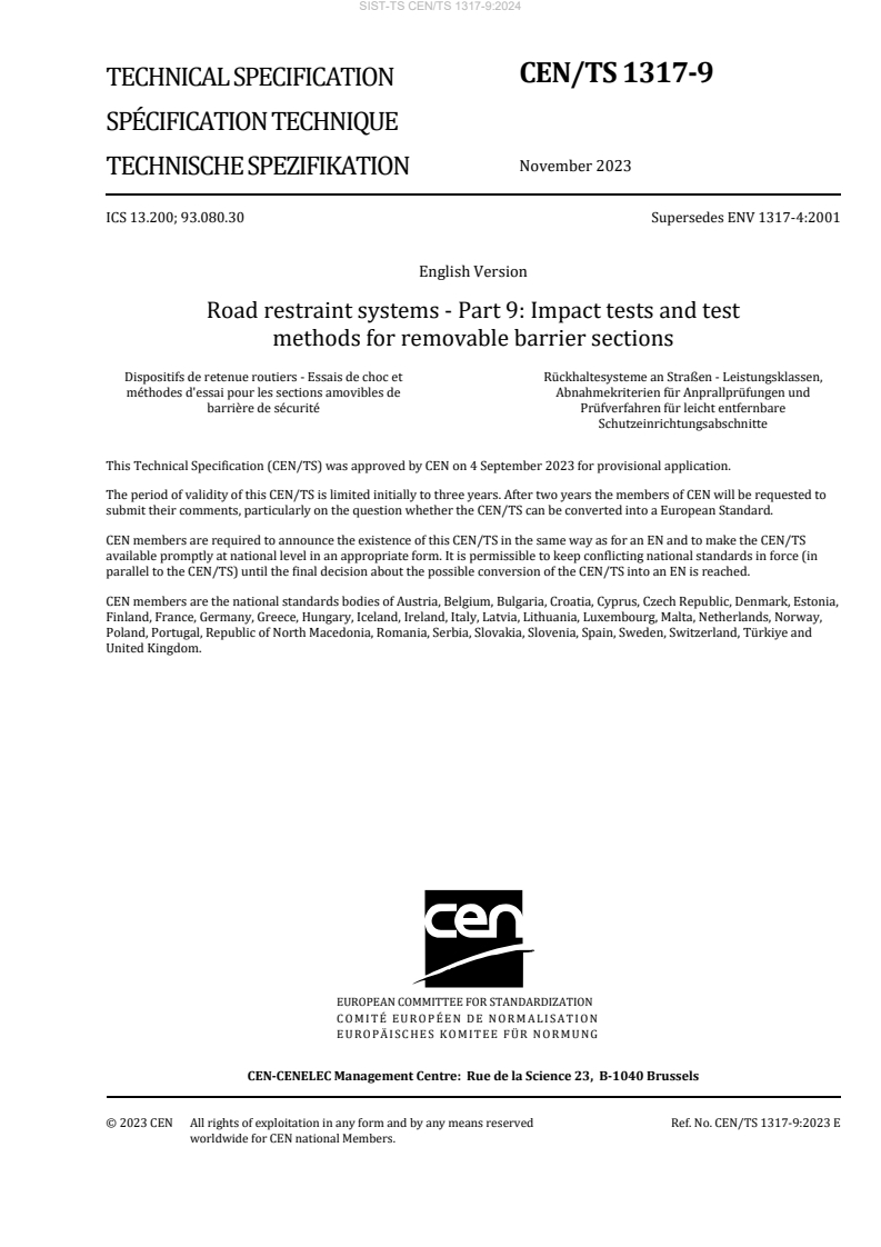 CEN/TS 1317-9:2023 TS CEN/TS 1317-9:2024 - Page 3 preview
