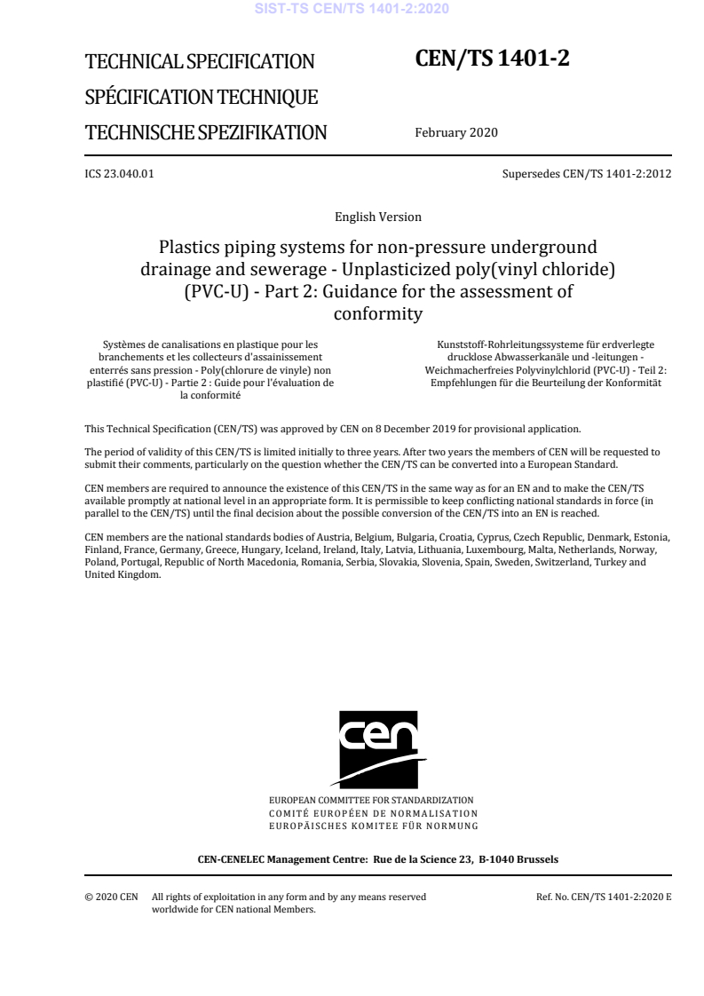 CEN/TS 1401-2:2020 TS CEN/TS 1401-2:2020 - Page 3 preview