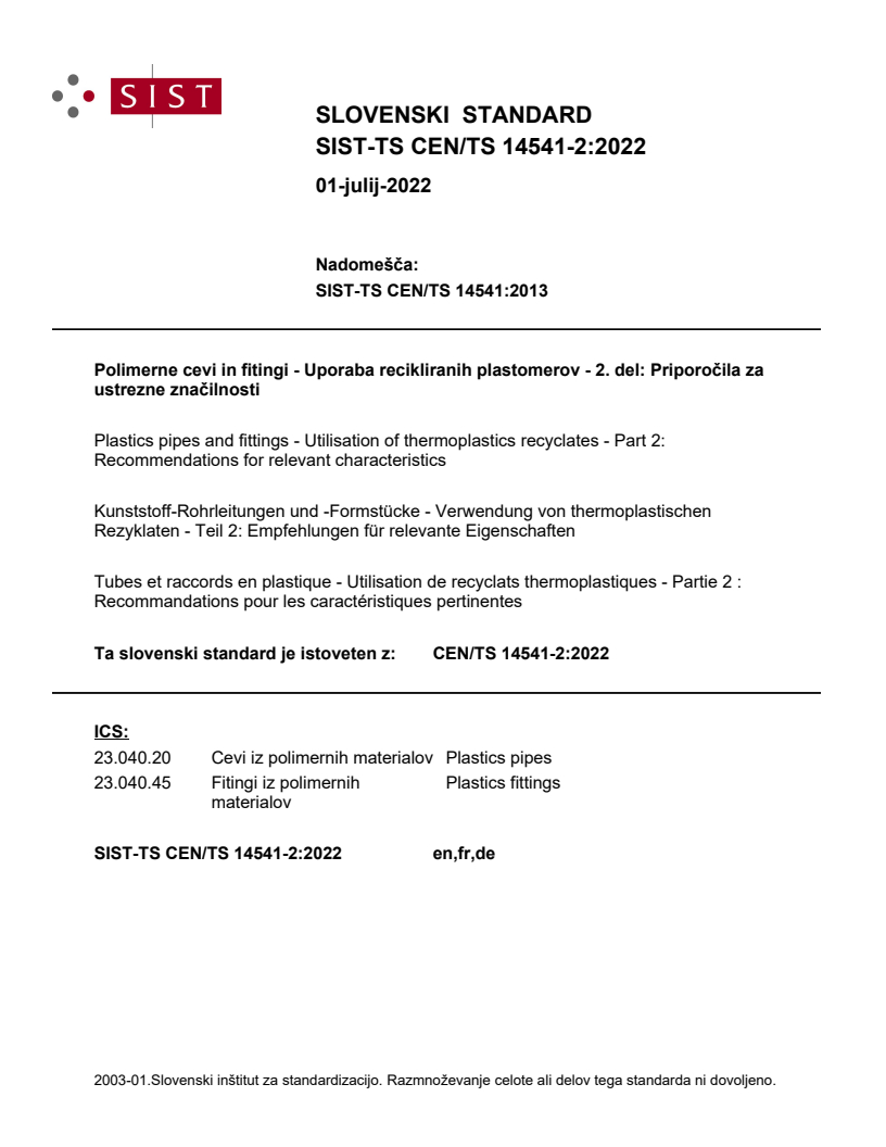 CEN/TS 14541-2:2022 TS CEN/TS 14541-2:2022 - Page 1 preview