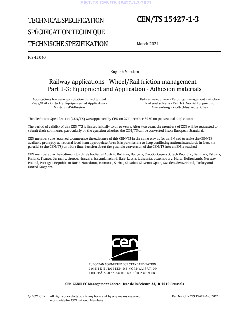 CEN/TS 15427-1-3:2021 TS CEN/TS 15427-1-3:2021 - Page 3 preview