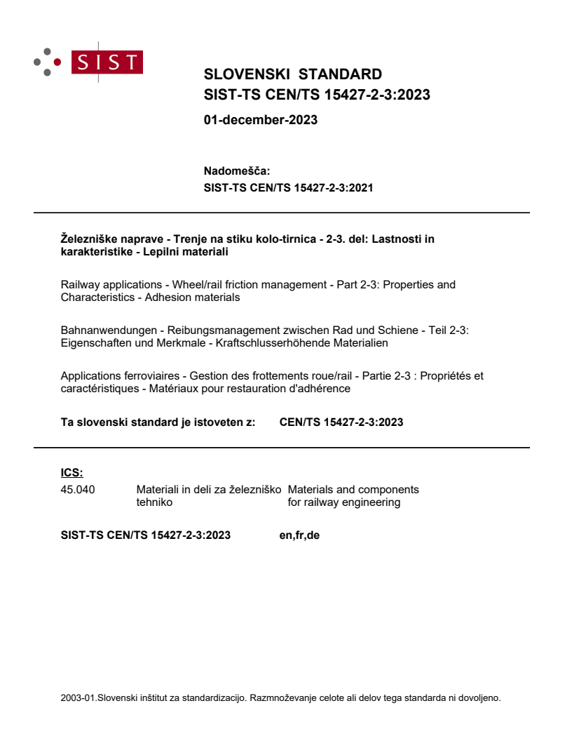 CEN/TS 15427-2-3:2023 TS CEN/TS 15427-2-3:2023 - BARVE - Page 1 preview