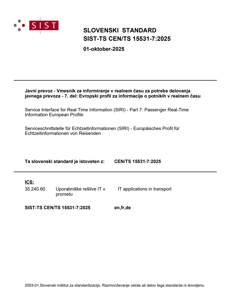 TS CEN/TS 15531-7:2025 - BARVE