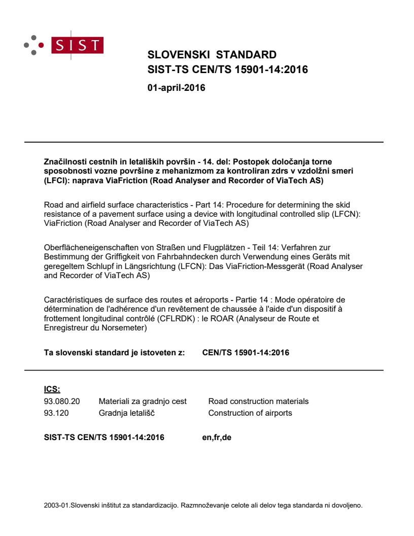 CEN/TS 15901-14:2016 TS CEN/TS 15901-14:2016 - BARVE - Page 1 preview