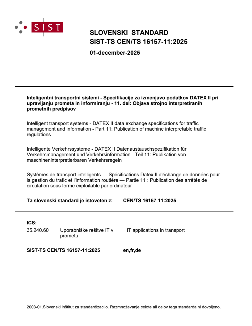 SIST-TS CEN/TS 16157-11:2025