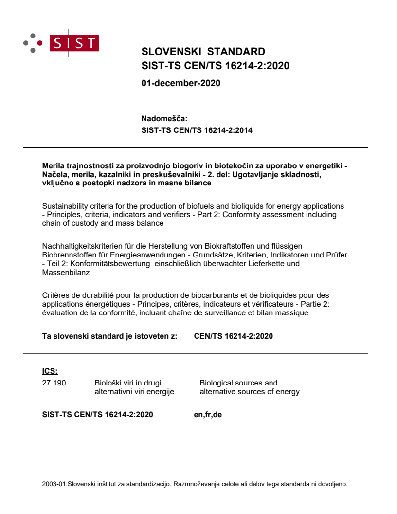 CEN/TS 16214-2:2020 TS CEN/TS 16214-2:2020 - Page 1 preview
