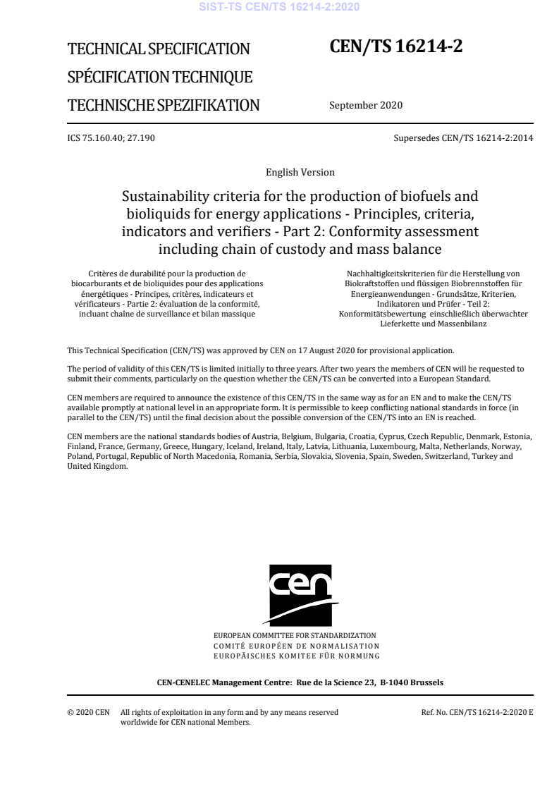 CEN/TS 16214-2:2020 TS CEN/TS 16214-2:2020 - Page 3 preview
