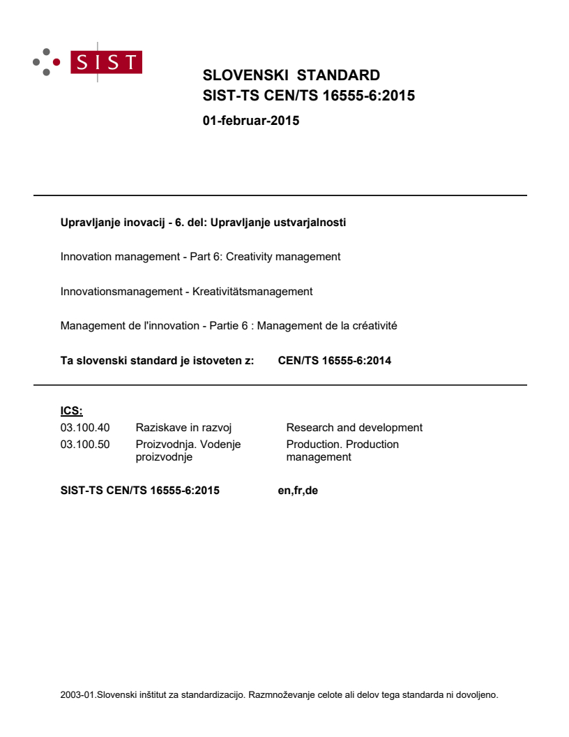 CEN/TS 16555-6:2014 TS CEN/TS 16555-6:2015 - Page 1 preview