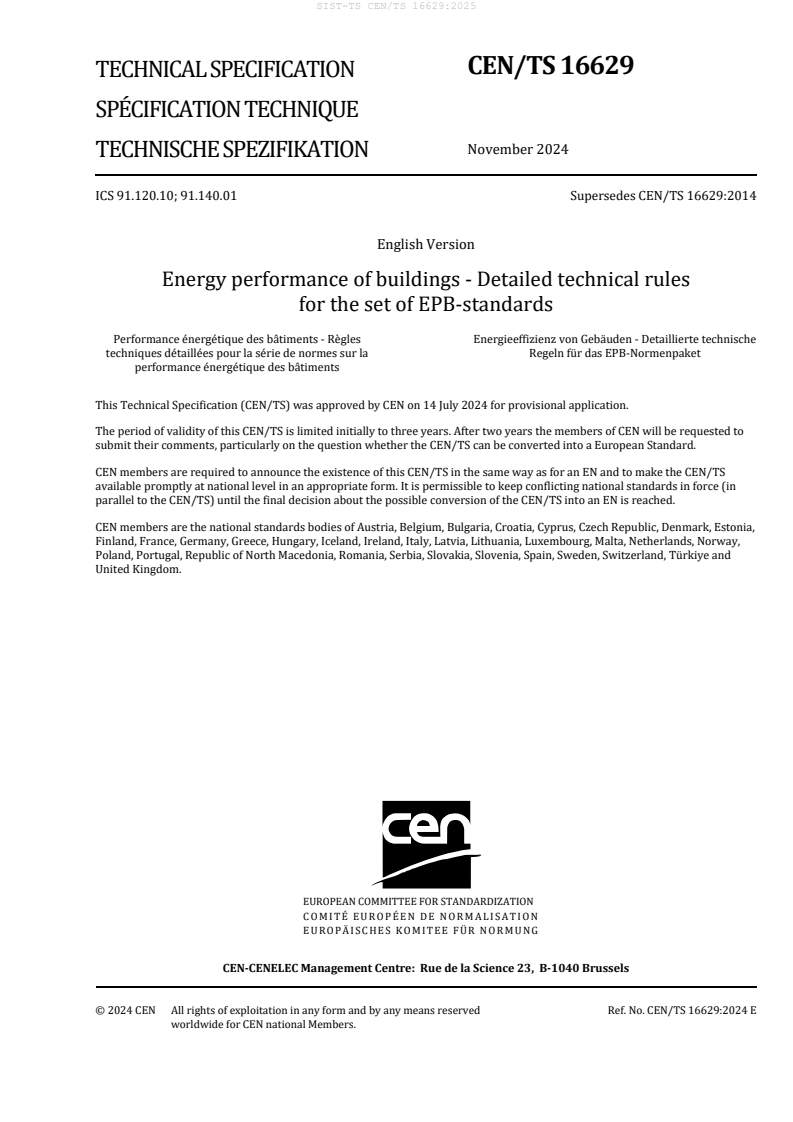 CEN/TS 16629:2024 TS CEN/TS 16629:2025 - Page 3 preview