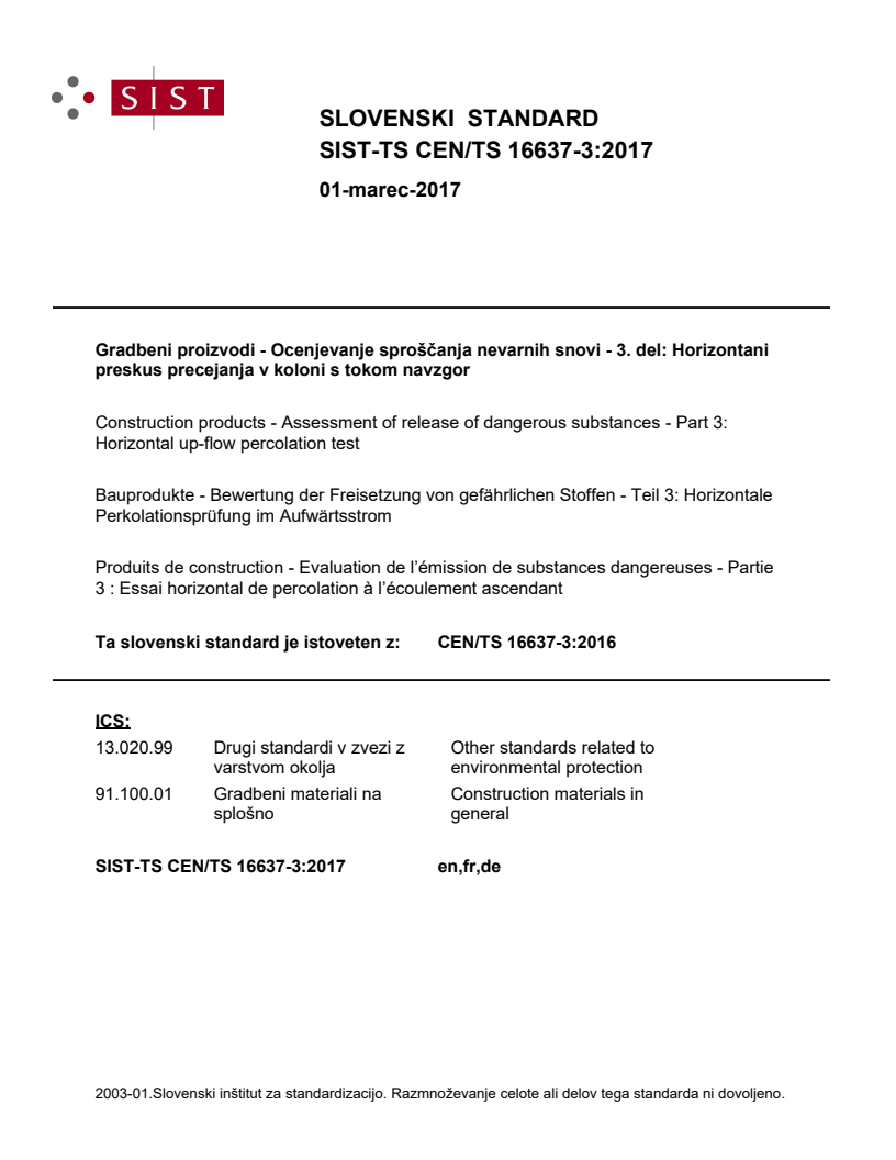 CEN/TS 16637-3:2016 TS CEN/TS 16637-3:2017 - Page 1 preview