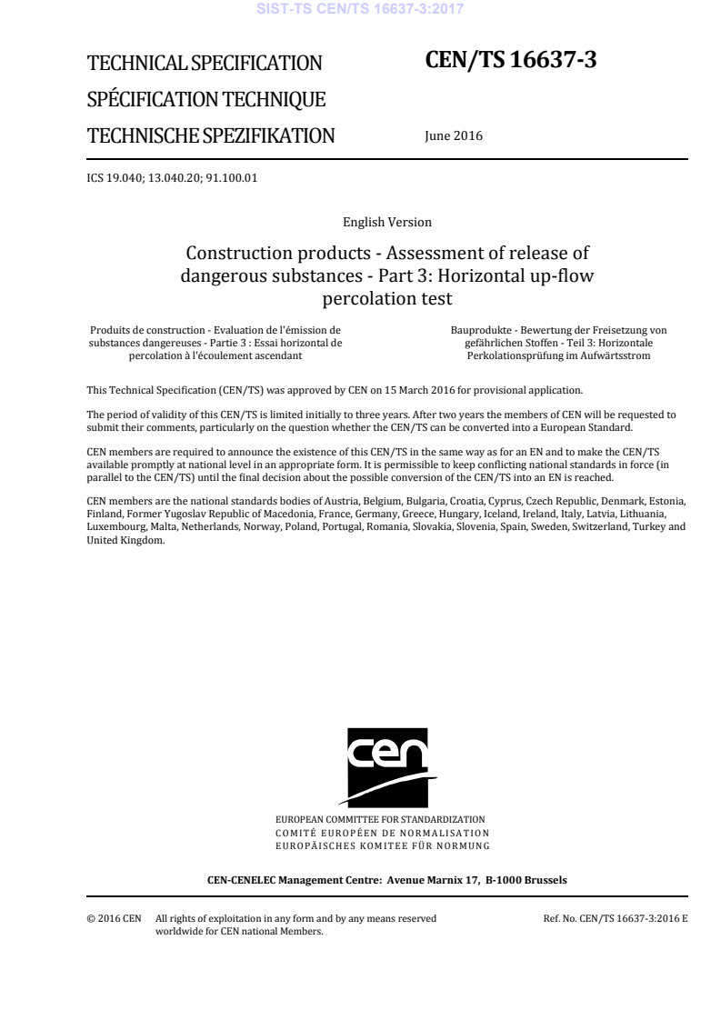 CEN/TS 16637-3:2016 TS CEN/TS 16637-3:2017 - Page 3 preview