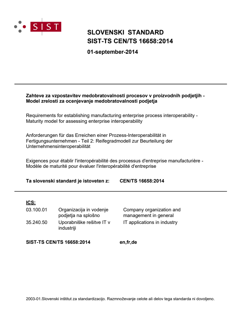 CEN/TS 16658:2014 TS CEN/TS 16658:2014 - BARVE - Page 1 preview