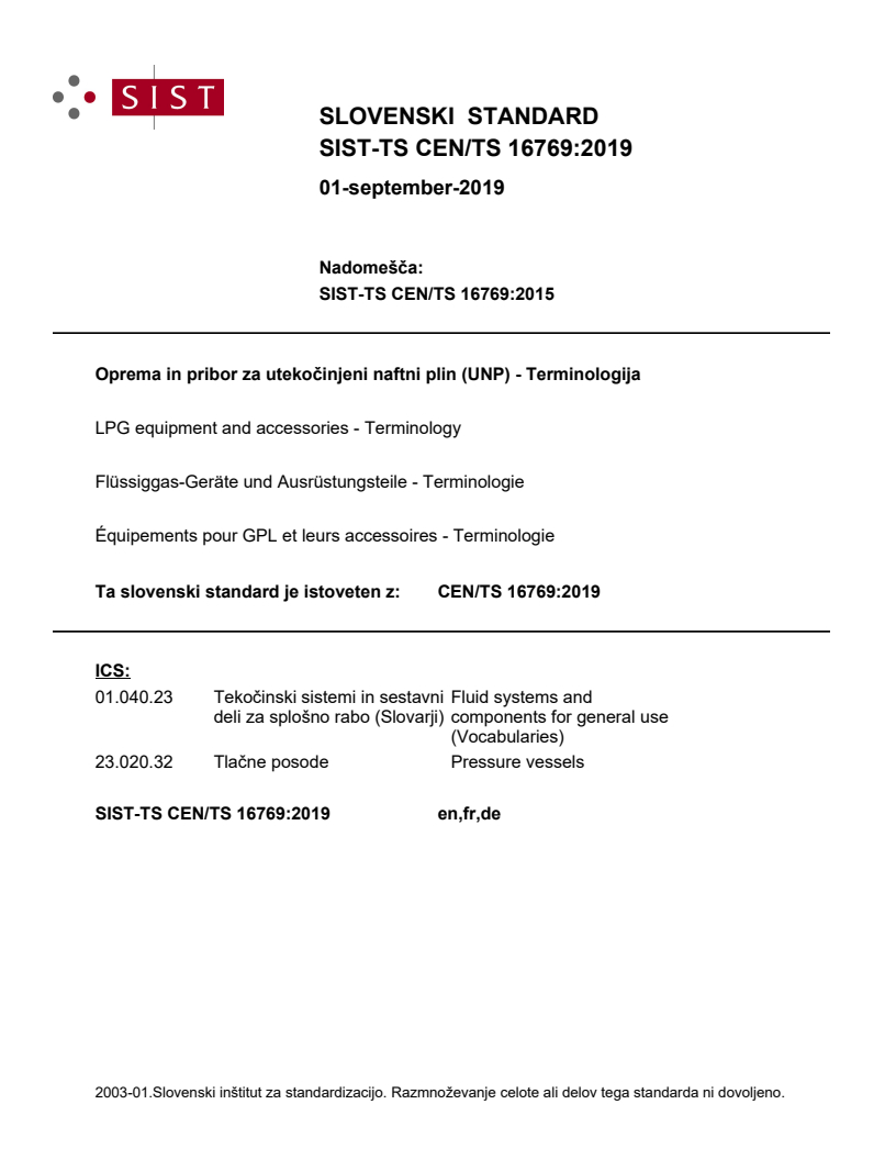 CEN/TS 16769:2019 TS CEN/TS 16769:2019 - Page 1 preview