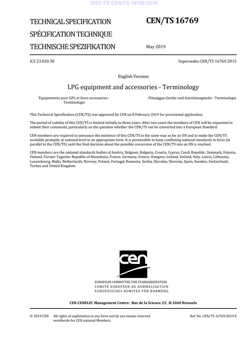CEN/TS 16769:2019 TS CEN/TS 16769:2019 - Page 3 preview