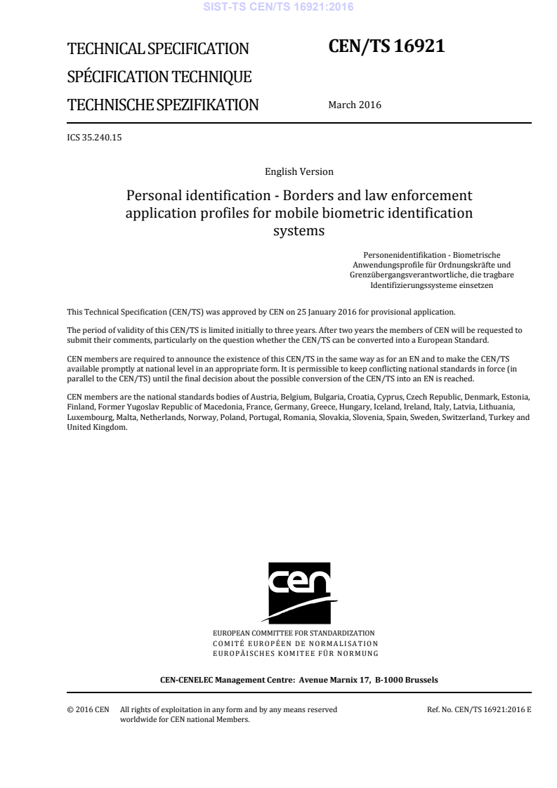 CEN/TS 16921:2016 TS CEN/TS 16921:2016 - BARVE - Page 3 preview