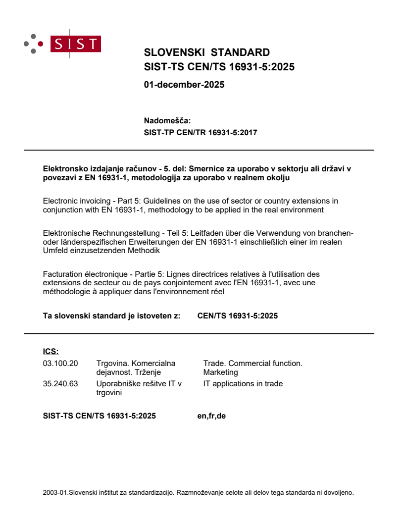 SIST-TS CEN/TS 16931-5:2025 SIST-TS CEN/TS 16931-5:2025 - BARVE