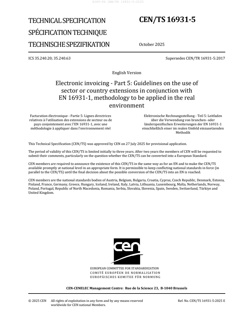 SIST-TS CEN/TS 16931-5:2025 SIST-TS CEN/TS 16931-5:2025 - BARVE