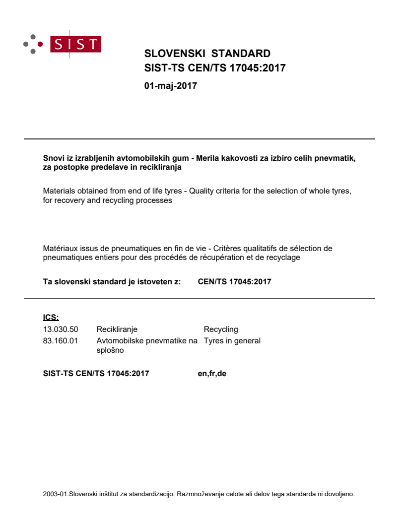 CEN/TS 17045:2017 TS CEN/TS 17045:2017 - BARVE - Page 1 preview