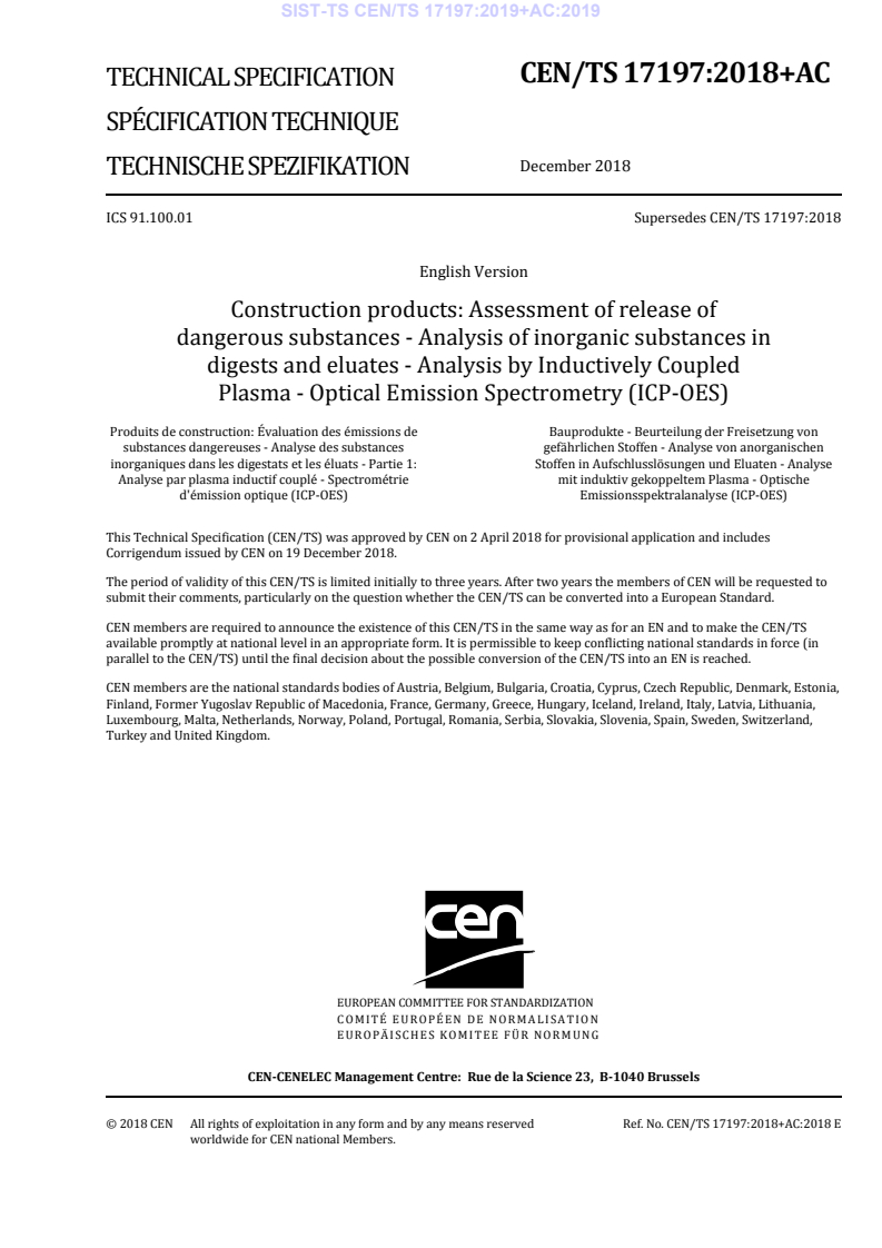 CEN/TS 17197:2018+AC:2018 TS CEN/TS 17197:2019+AC:2019 - Page 3 preview