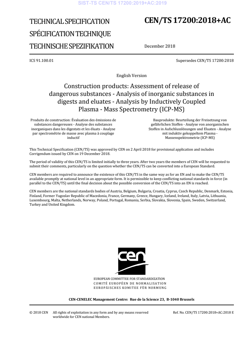 CEN/TS 17200:2018+AC:2018 TS CEN/TS 17200:2019+AC:2019 - Page 3 preview