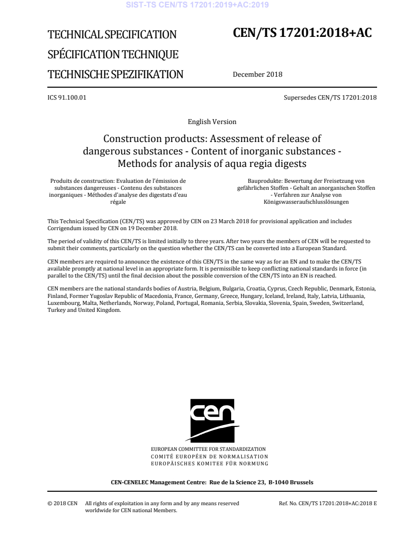 CEN/TS 17201:2018+AC:2018 TS CEN/TS 17201:2019+AC:2019 - Page 3 preview