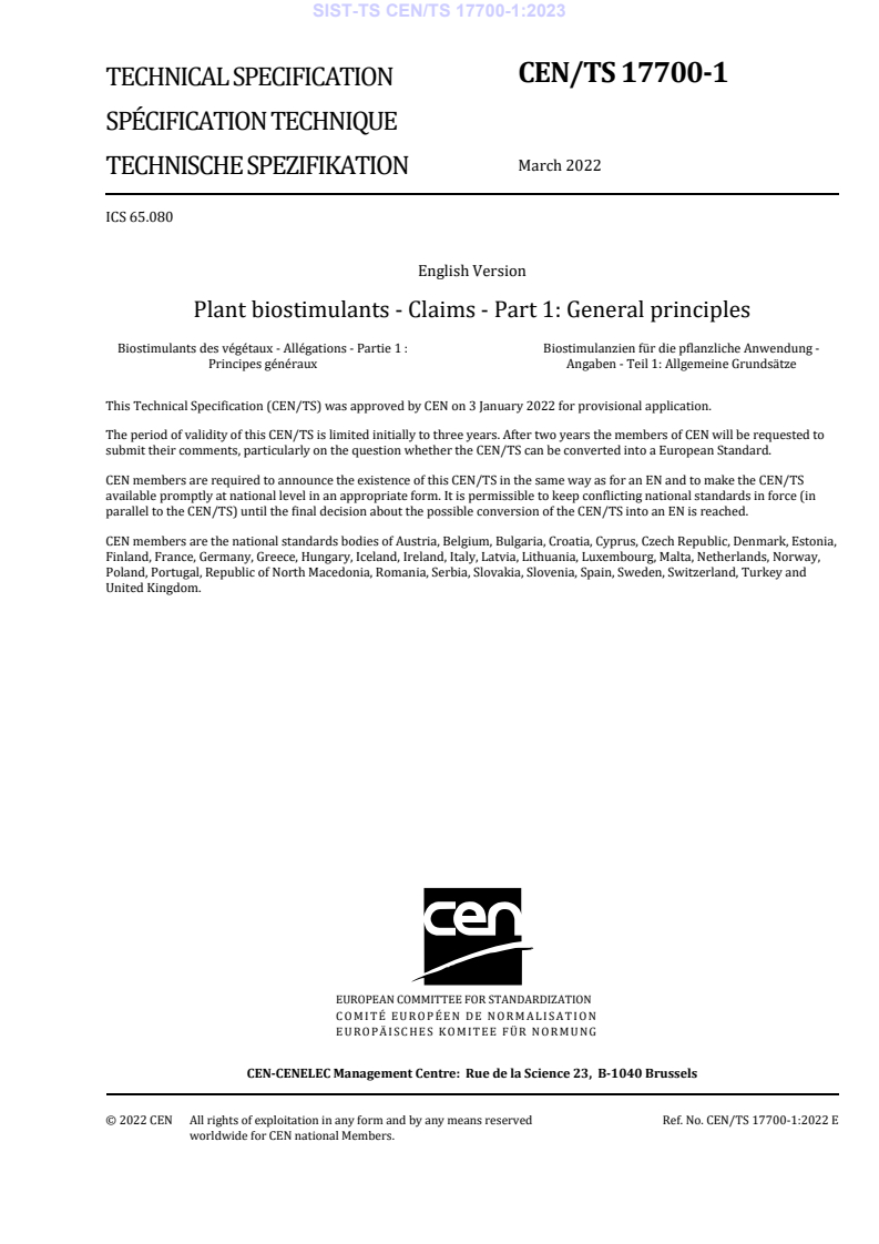 CEN/TS 17700-1:2022 TS CEN/TS 17700-1:2023 - Page 3 preview
