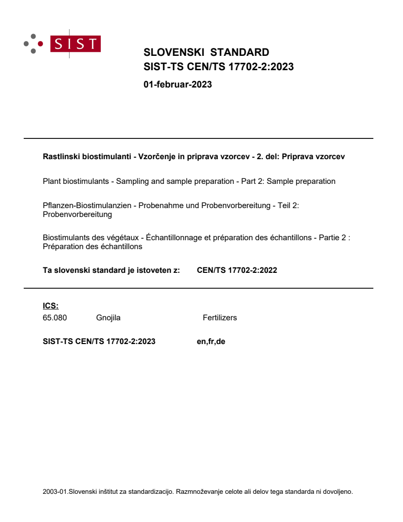 CEN/TS 17702-2:2022 TS CEN/TS 17702-2:2023 - Page 1 preview