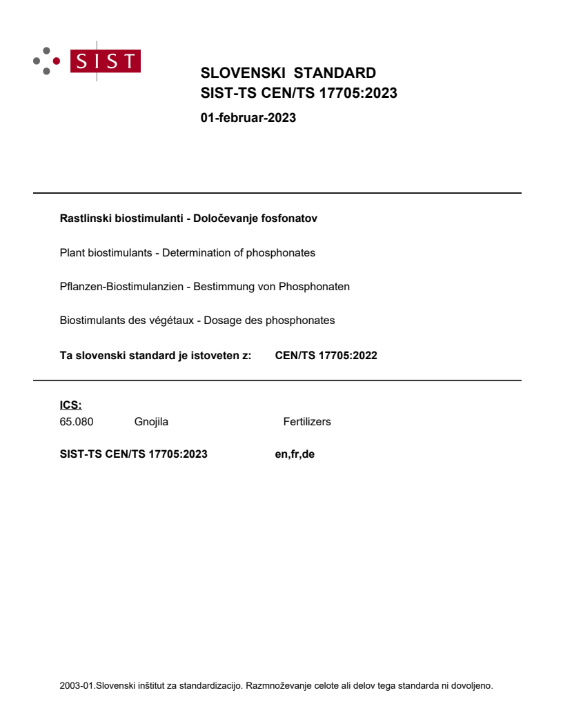 CEN/TS 17705:2022 TS CEN/TS 17705:2023 - Page 1 preview