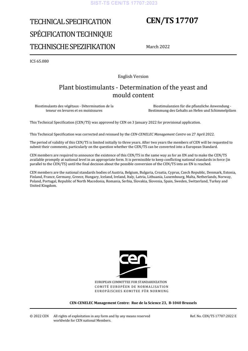 CEN/TS 17707:2022 TS CEN/TS 17707:2023 - Page 3 preview
