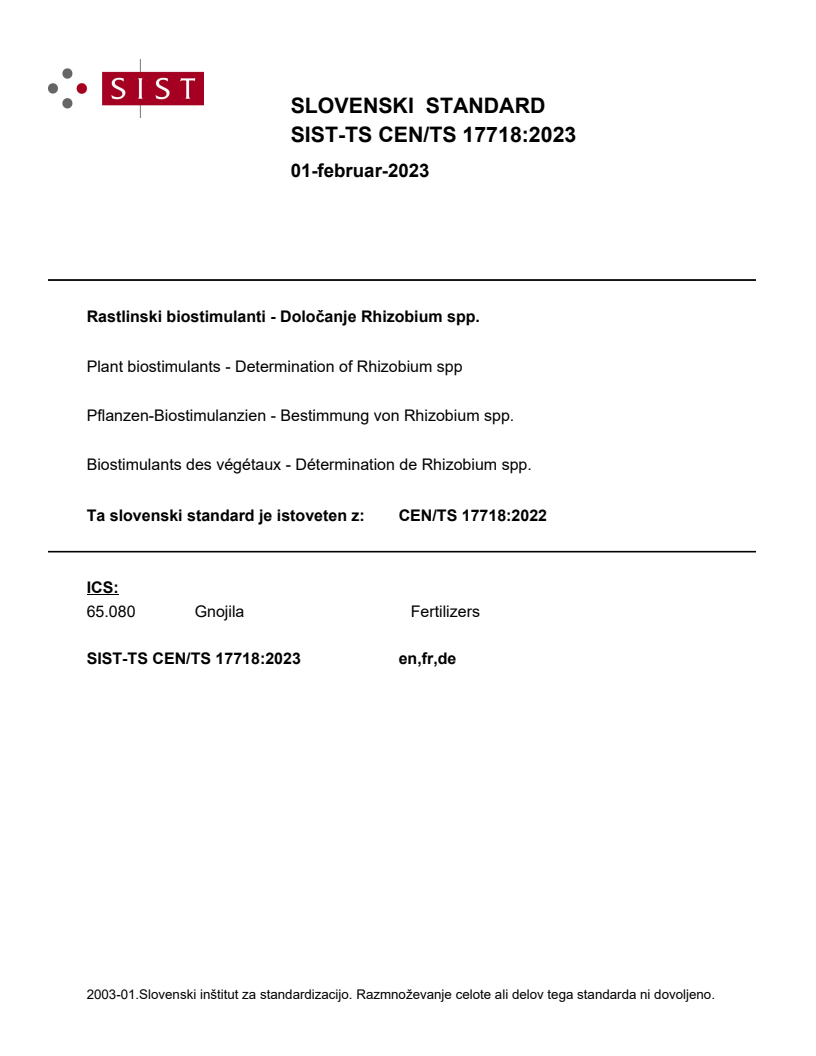 CEN/TS 17718:2022 TS CEN/TS 17718:2023 - Page 1 preview