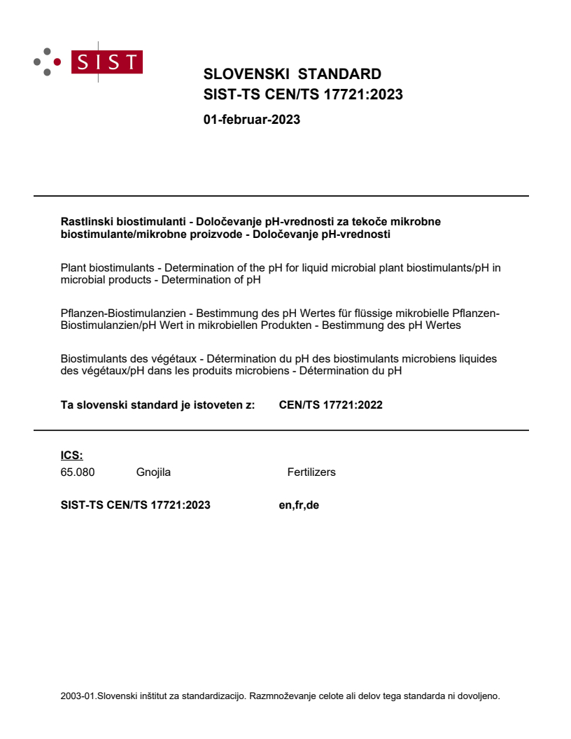 CEN/TS 17721:2022 TS CEN/TS 17721:2023 - Page 1 preview