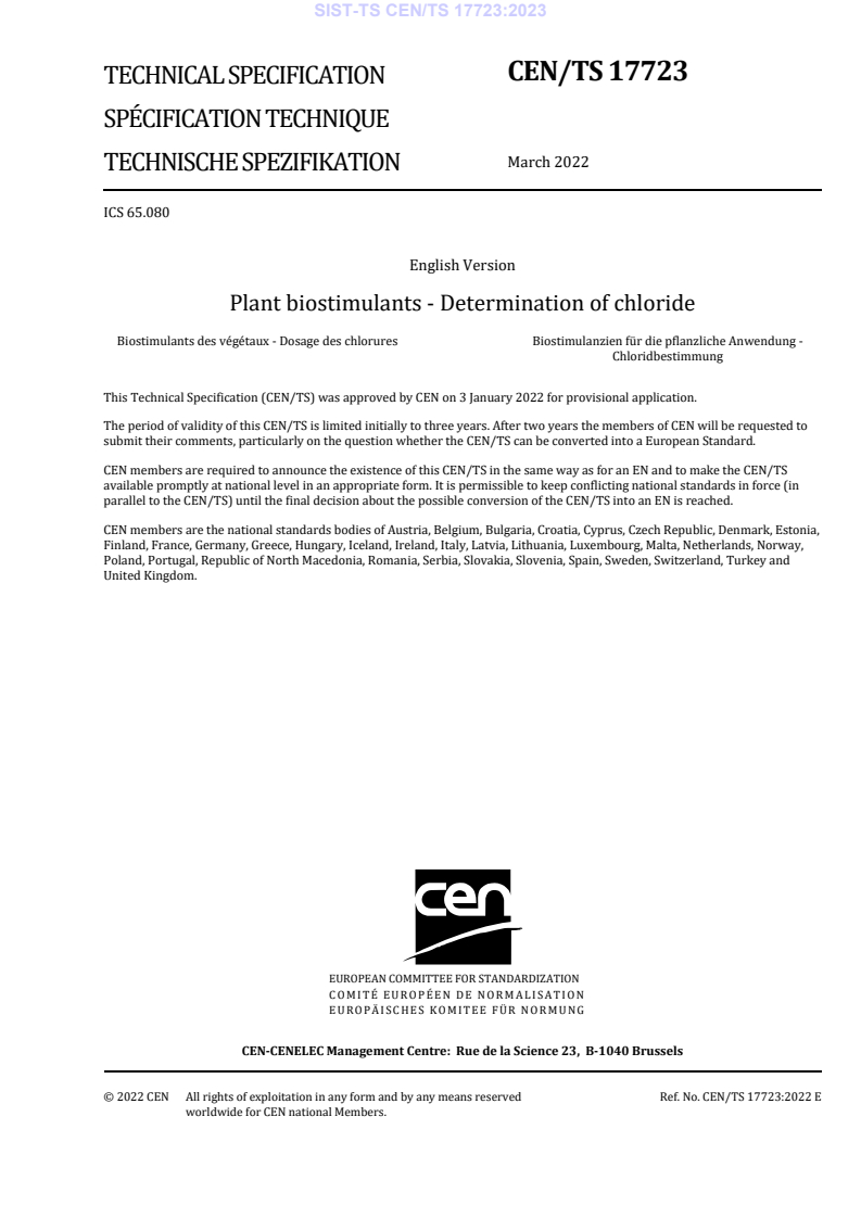 CEN/TS 17723:2022 TS CEN/TS 17723:2023 - Page 3 preview