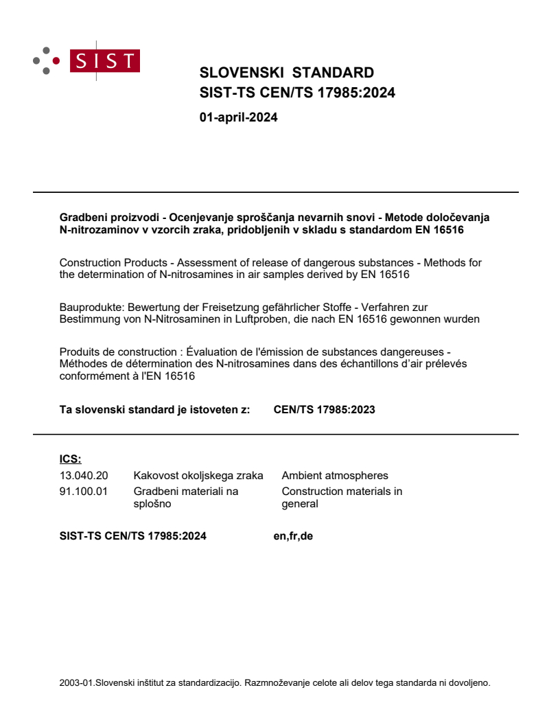 CEN/TS 17985:2023 TS CEN/TS 17985:2024 - BARVE - Page 1 preview