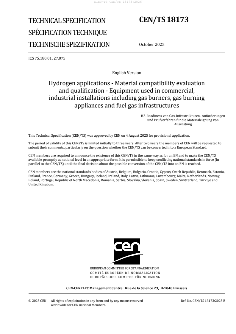 CEN/TS 18173:2025 TS CEN/TS 18173:2026