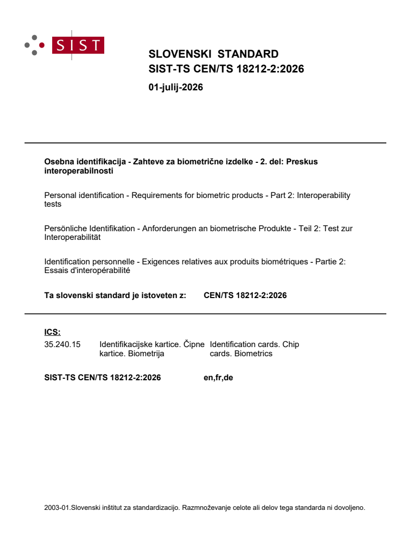SIST-TS CEN/TS 18212-2:2026 SIST-TS CEN/TS 18212-2:2026 - Page 1 preview