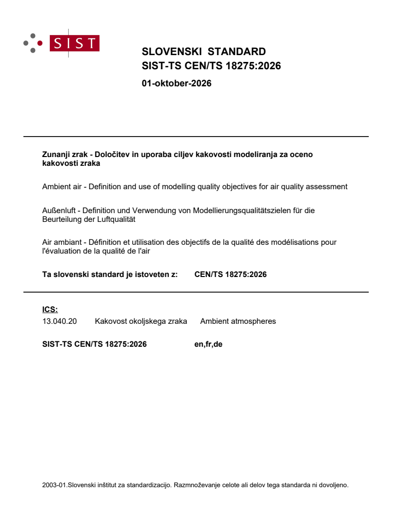 SIST-TS CEN/TS 18275:2026 SIST-TS CEN/TS 18275:2026 - BARVE - Page 1 preview