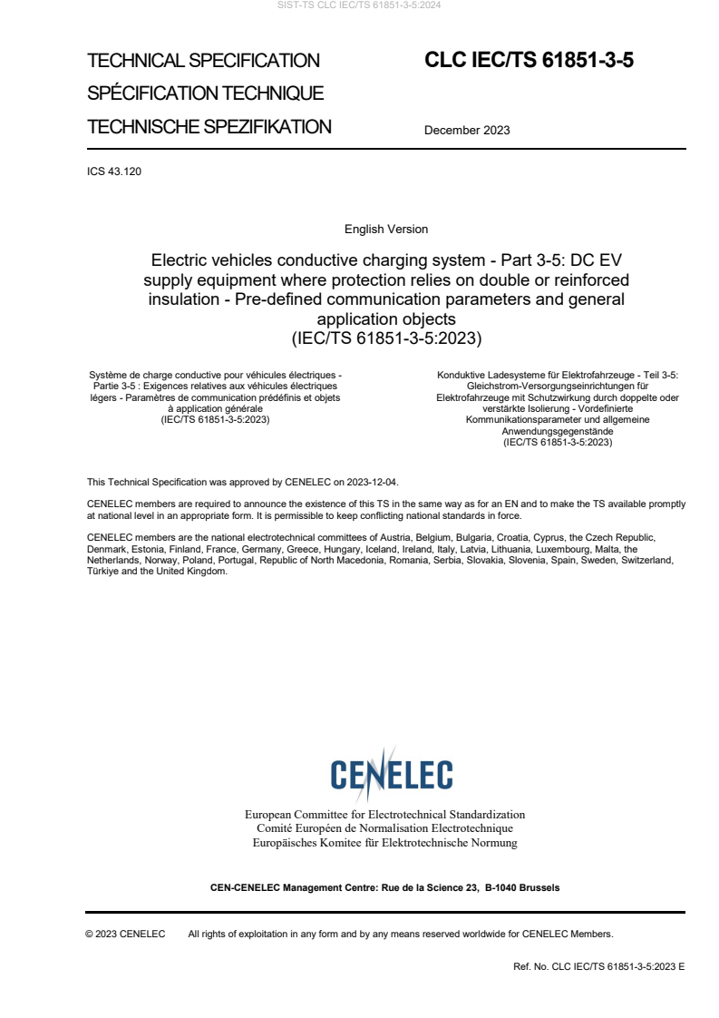 CLC IEC/TS 61851-3-5:2023 TS CLC IEC/TS 61851-3-5:2024 - Page 3 preview