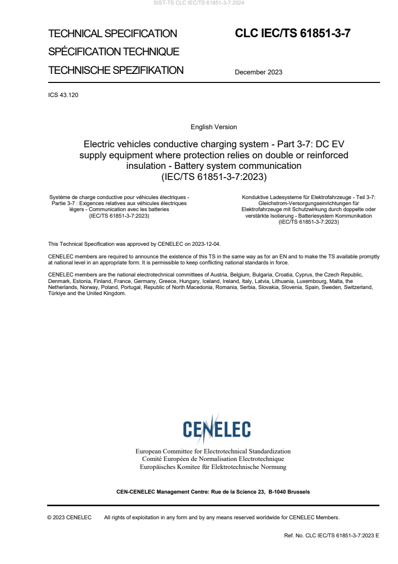 CLC IEC/TS 61851-3-7:2023 TS CLC IEC/TS 61851-3-7:2024 - Page 3 preview