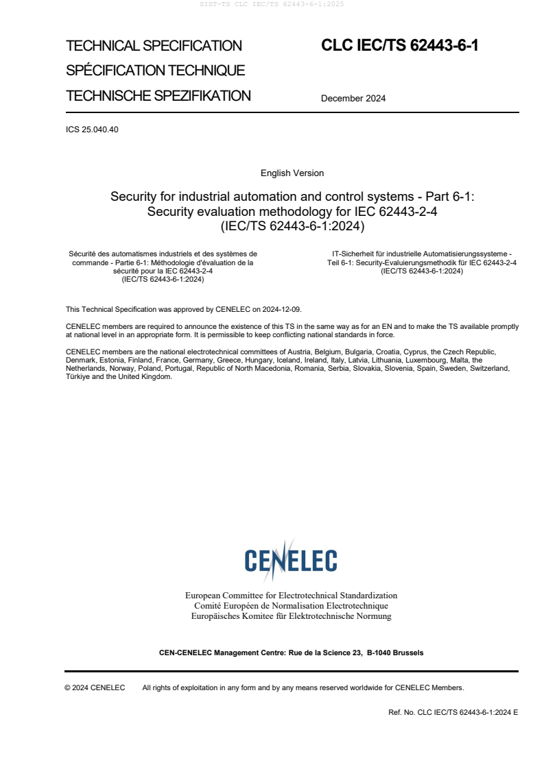 CLC IEC/TS 62443-6-1:2024 TS CLC IEC/TS 62443-6-1:2025 - BARVE - Page 3 preview