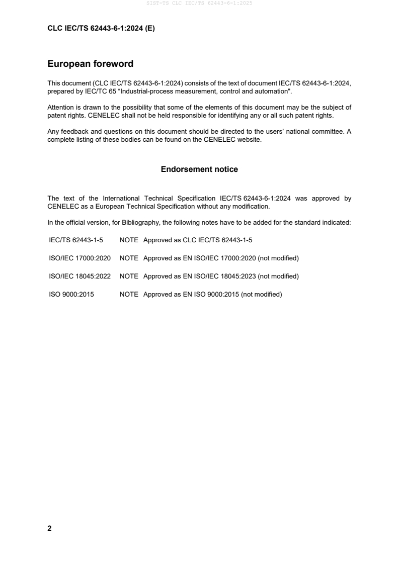 CLC IEC/TS 62443-6-1:2024 TS CLC IEC/TS 62443-6-1:2025 - BARVE - Page 4 preview