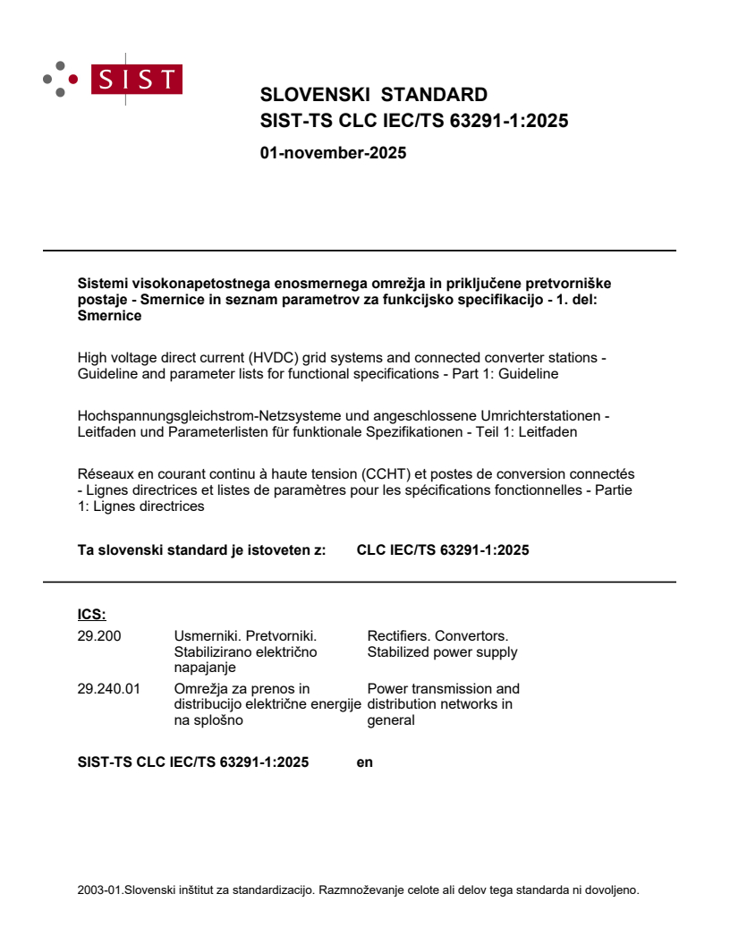 SIST-TS CLC IEC/TS 63291-1:2025 - BARVE