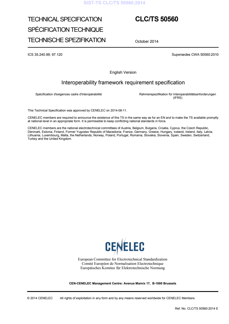 CLC/TS 50560:2014 TS CLC/TS 50560:2014 - BARVE - Page 3 preview