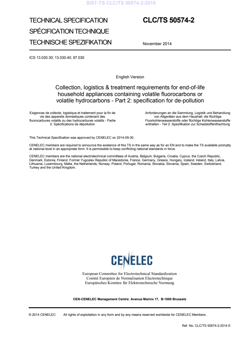 CLC/TS 50574-2:2014 TS CLC/TS 50574-2:2015 - BARVE - Page 3 preview