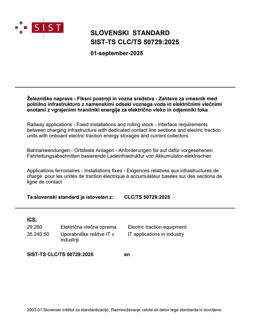 TS CLC/TS 50729:2025 - BARVE