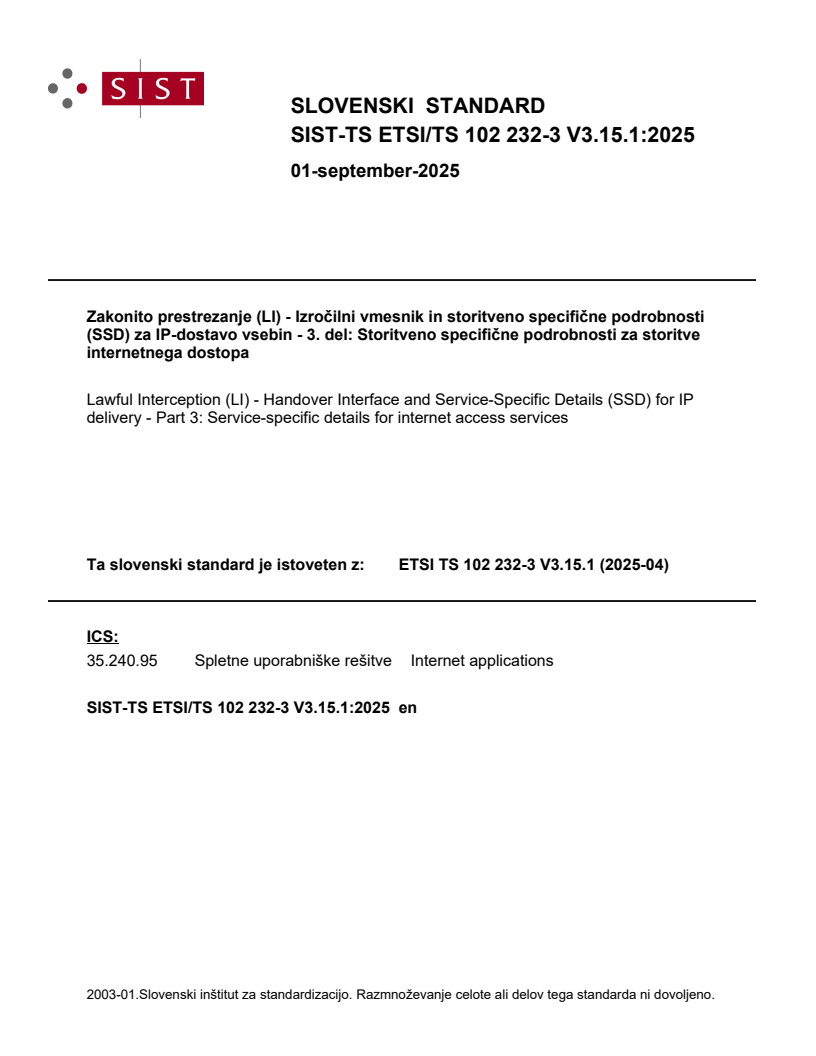 TS ETSI/TS 102 232-3 V3.15.1:2025