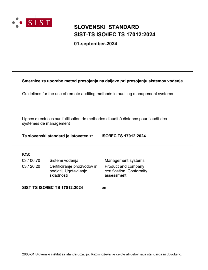 SIST-TS ISO/IEC TS 17012:2024 SIST-TS ISO/IEC TS 17012:2024 - Page 1 preview