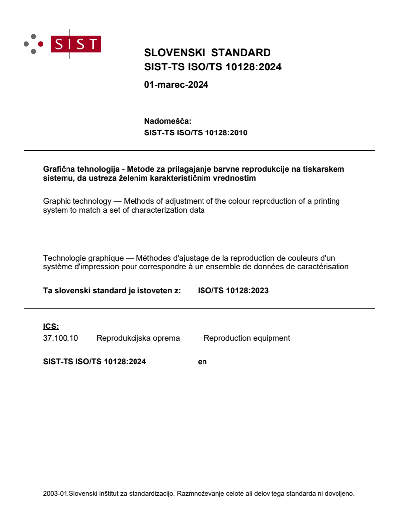 ISO/TS 10128:2023 TS ISO/TS 10128:2024 - Page 1 preview
