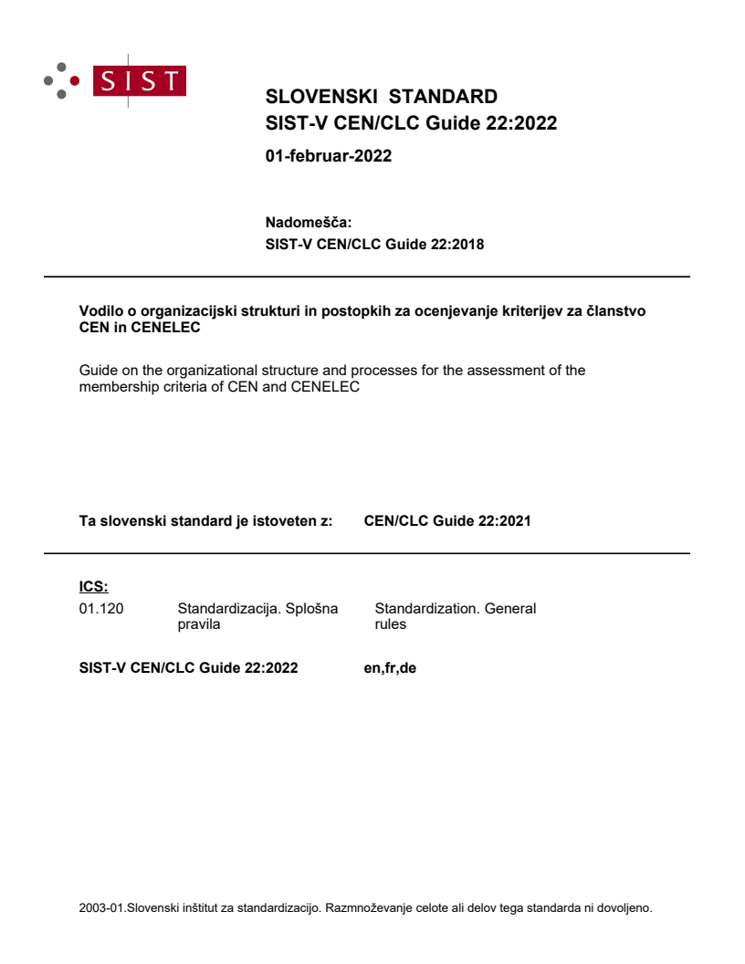 SIST-V CEN/CLC Guide 22:2022 SIST-V CEN/CLC Guide 22:2022 - BARVE - Page 1 preview