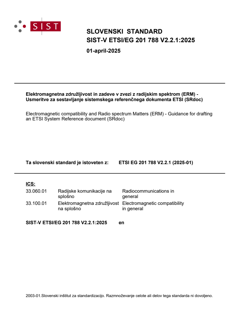 SIST-V ETSI/EG 201 788 V2.2.1:2025 SIST-V ETSI/EG 201 788 V2.2.1:2025 - Page 1 preview